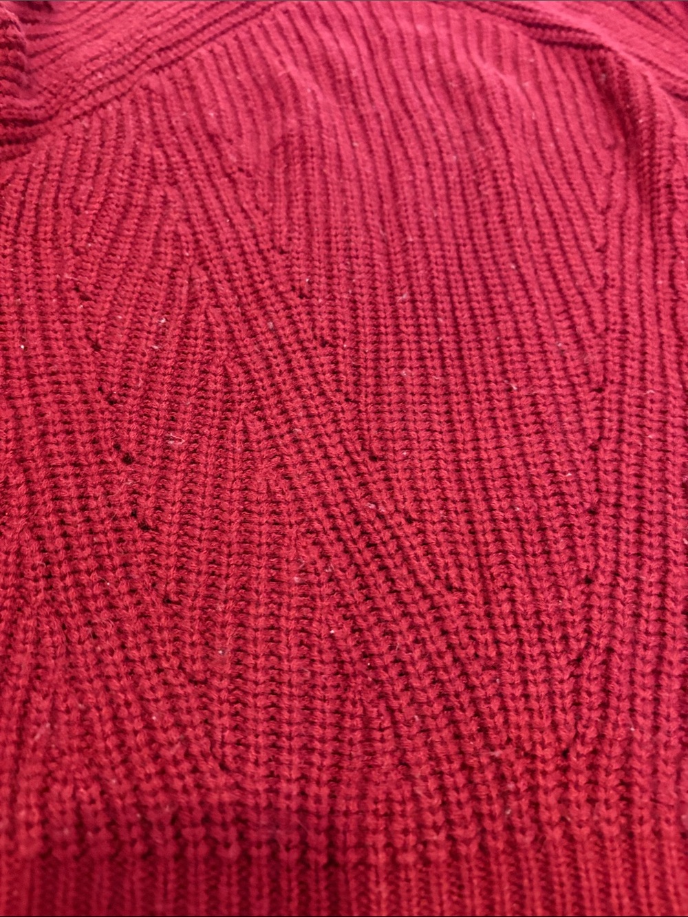 Cozy Women's Crewneck Cable Sleeve Sweater - Wine Red - Picture 4 of 8